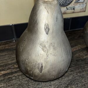 Large Silver Tone Pear Kitchen Home Decor Ceramic Primitive Farmhouse 12" High